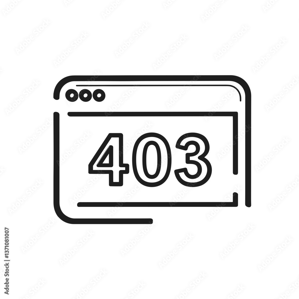 Poster http 403 forbidden error icon in minimalist style