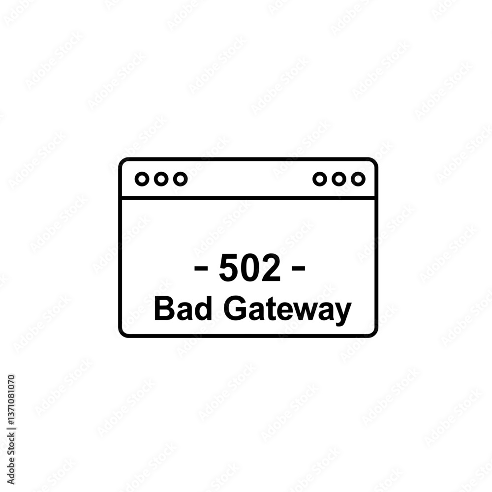 Poster 502 bad gateway error icon in minimalistic style