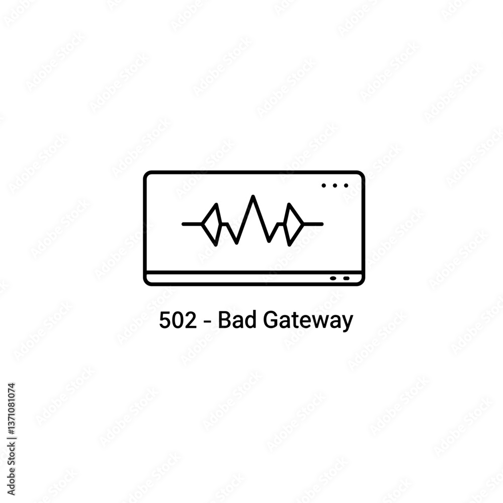 Poster 502 bad gateway error icon in minimalist style