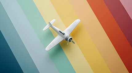 Toy Airplane On Colorful Striped Background