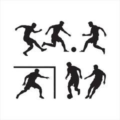 figures of soccer players in various dynamic black silhouette