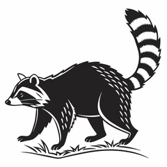 Raccoon black silhouette icon vector
