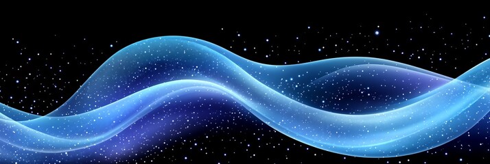 Abstract Blue Wave Background Design Elegant Smooth Flowing Texture Digital Art Glowing Sparkle Night Sky Cosmic Galaxy