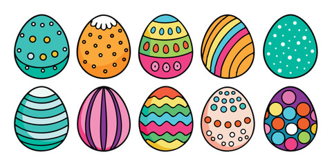 Colorful Easter Egg Doodle Set - Festive Designs & Patterns