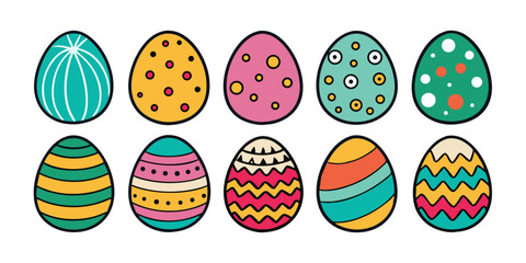 Colorful Easter Egg Doodle Set - Festive Designs & Patterns