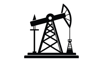 Oil derrick mine icon silhouette, Oil derrick mine, Vector drawing 