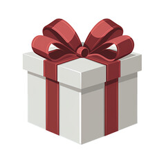 Obraz premium A beautifully wrapped gift, a symbol of love and celebration, with a big red bow and a crisp white box.