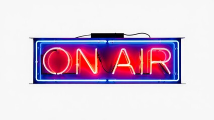 On air neon glowing sign banner isolated.