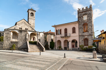 Fototapeta premium The Parish Church of San Donato and San Grato is located in the small village of Brovello Carpugnino in the Verbano-Cusio-Ossola province of Piedmont, Italy.