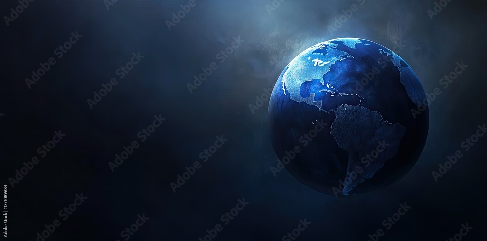 Poster worldwide cyber network linking earth. blockchain and crypto enabling future planet communication. r