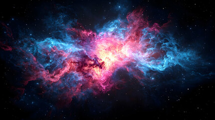 Vibrant Colorful Nebula In Dark Space