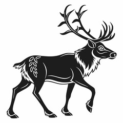 reindeer black silhouette icon vector