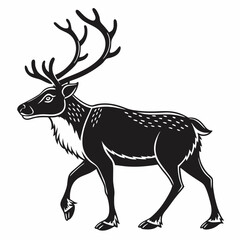 reindeer black silhouette icon vector