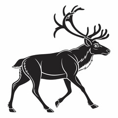 reindeer black silhouette icon vector