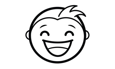 Winking smiley face silhouette, Winking Smiley Face Emoji Icon Illustration, Simple black-and-white winking smiley face emoji, conveying a playful and cheerful expression, ideal for messaging 