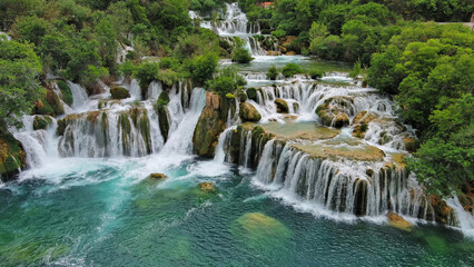 Obraz premium Krka Waterfalls with turquoise water