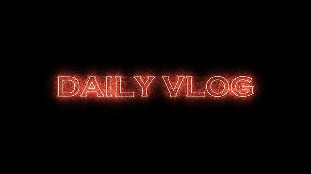 Daily vlog neon text animation for content creators on a black background