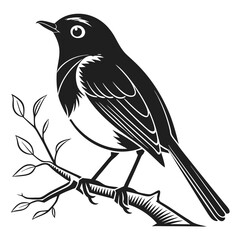 Robin black silhouette icon vector
