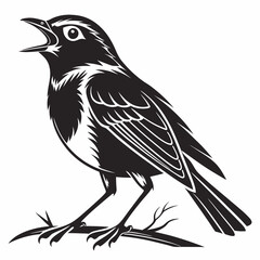 Robin black silhouette icon vector