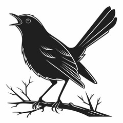 Robin black silhouette icon vector