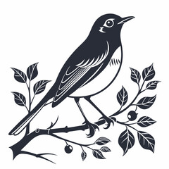 Robin black silhouette icon vector