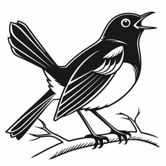 Robin black silhouette icon vector