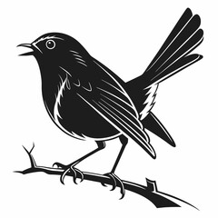 Robin black silhouette icon vector