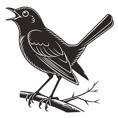 Robin black silhouette icon vector