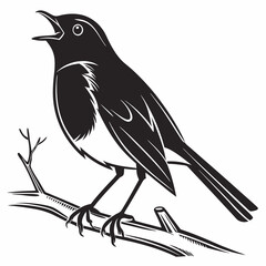 Robin black silhouette icon vector