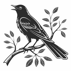 Robin black silhouette icon vector