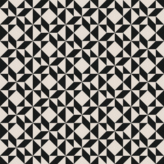 Seamless geometric half square triangle pattern in black and white. Graphical illustration for a unique wall decor, textiles and interior design.	
