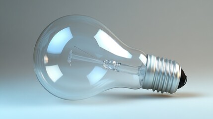 3D Rendered Incandescent Lightbulb on Light Grey Background
