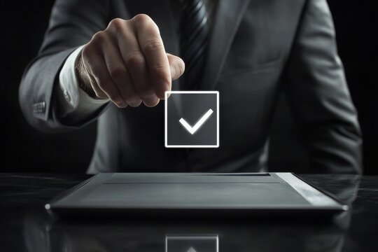 Businessman engaging with digital hr management system for employee selection and profiles