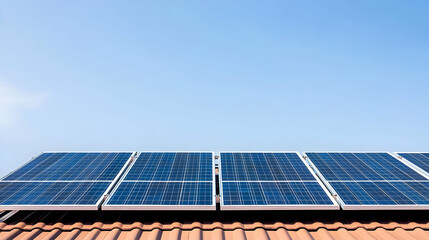 Solar Panels On Terracotta Roof Under Clear Sky