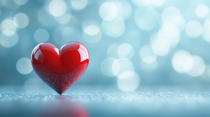 Red heart valentine day greeting card on bokeh background for web banner sales