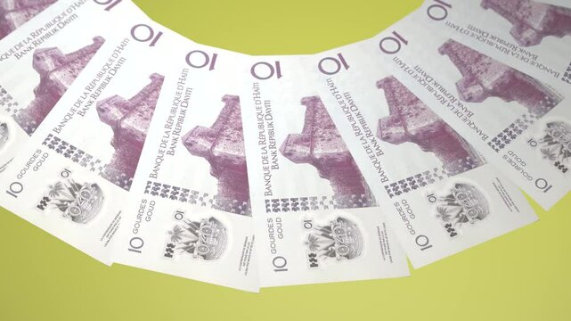 Pleasing Looping Design 10 Gourde Curency of Haiti