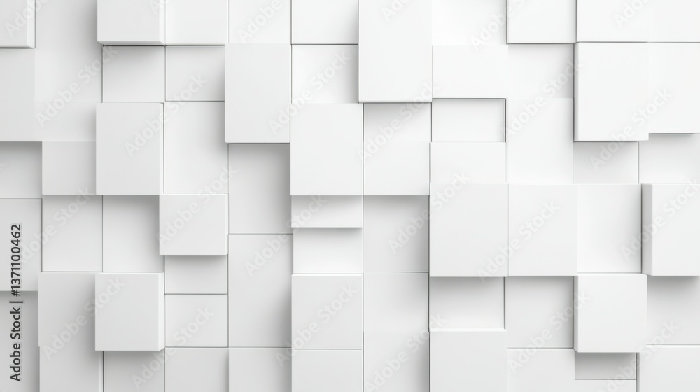 Poster modern white and light grey square overlapped pattern on background with shadow. white background. m