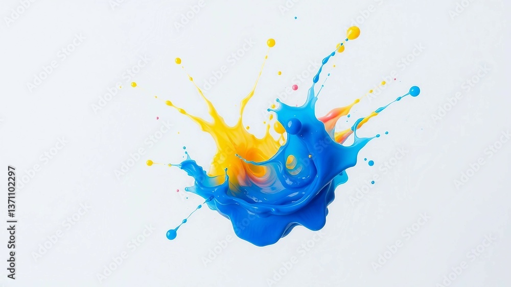 Poster colorful paint splash isolated design element on the transparent background