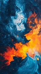 Fototapeta premium Abstract painting shows fiery clashes of water