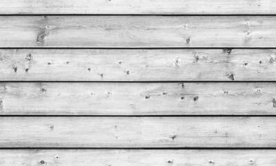 White wooden wall made of pine tree boards. Frontal flat view, seamless