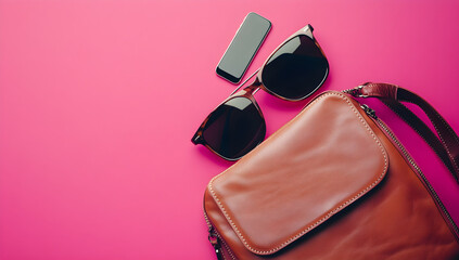 Naklejka premium Luxury Fashion Accessories: Handbags, Sunglasses & More. AI generative.