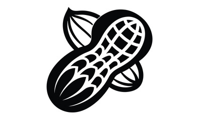 Peanuts black icon silhouette, Peanuts black silhouette, Peanut clipart, Peanut icon 