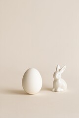 white easter egg and bunny