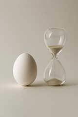 Fragile Easter Egg with Hourglass on Minimal Background
