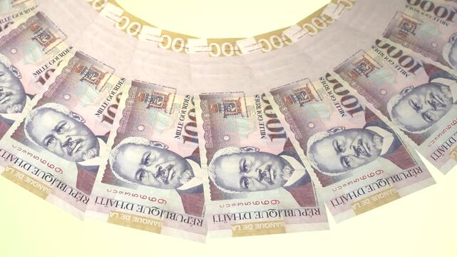 Pleasing Looping Design 1000 Gourde Curency of Haiti