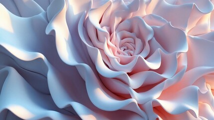 Close-up view of a delicate rose flower with soft pastel colors on a light background