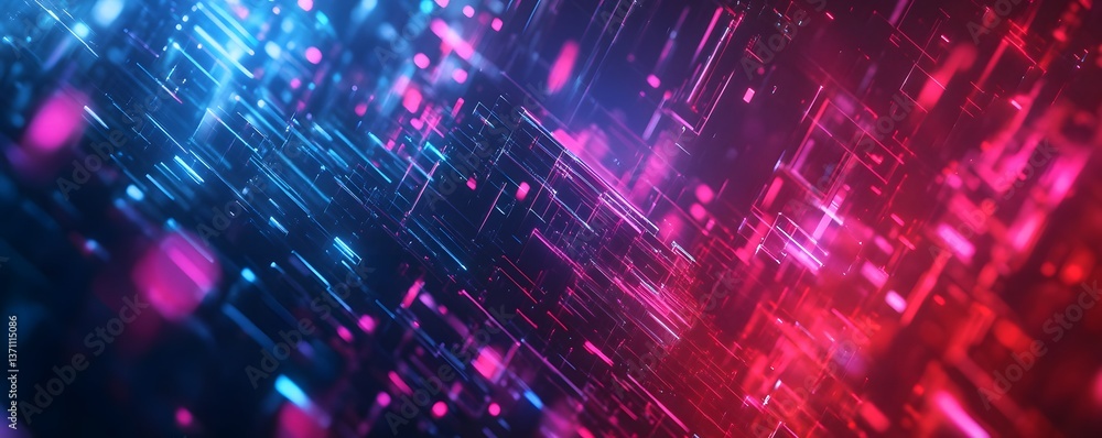 Poster a mesmerizing display of vibrant colors in a digital landscape, creating an atmosphere of futuristic