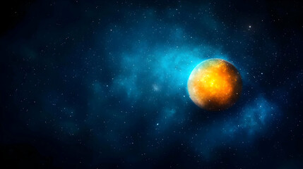 Fiery Planet In Deep Space Galaxy