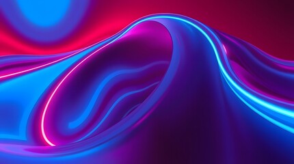 Abstract blue waves with red glow