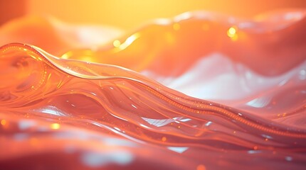 Abstract background of shiny waves with warm rays falling on them